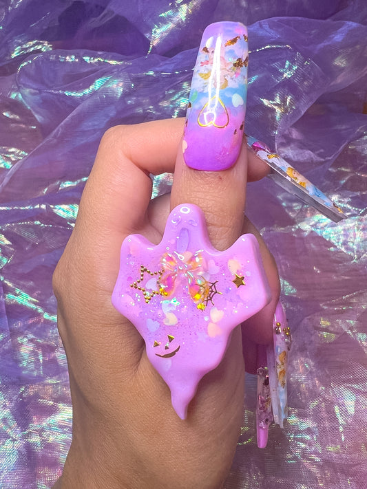 Pink Ghost Resin Ring (transluscent bow)