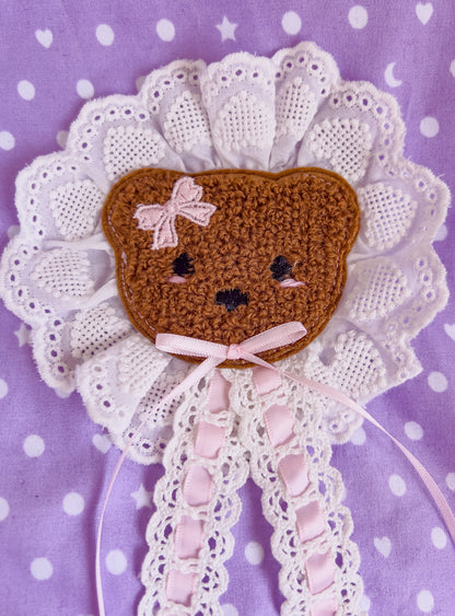 Little Bear Brooch- Cotton Heart Lace