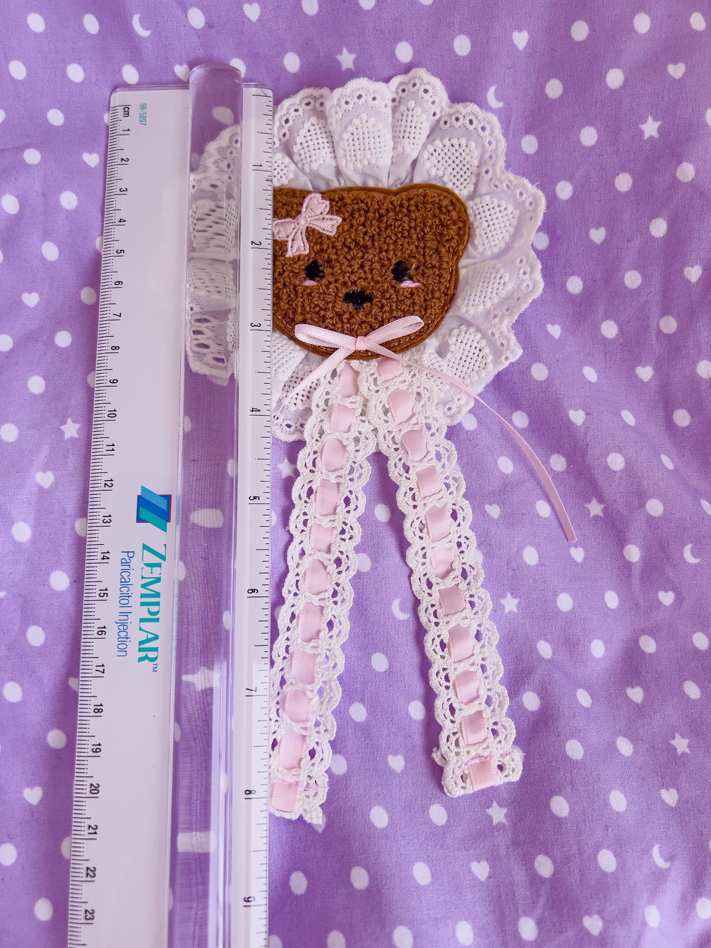 Little Bear Brooch- Cotton Heart Lace