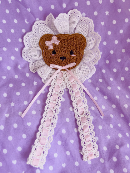 Little Bear Brooch- Cotton Heart Lace