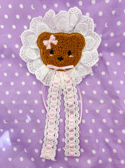 Little Bear Brooch- Cotton Heart Lace