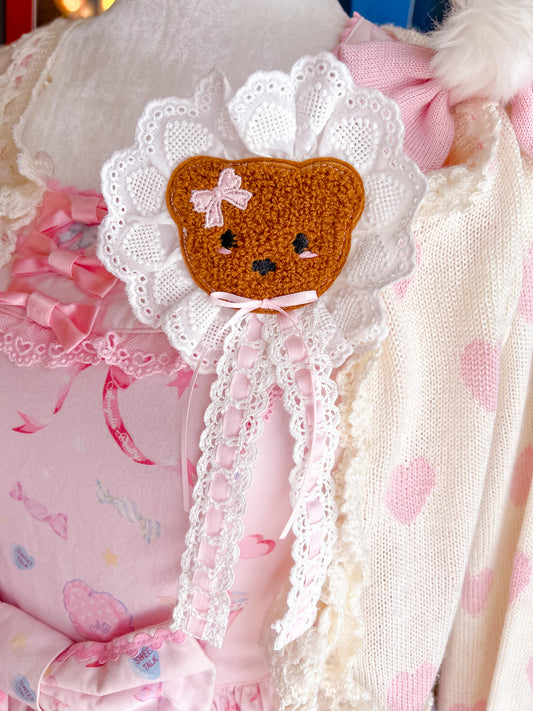 Little Bear Brooch- Cotton Heart Lace