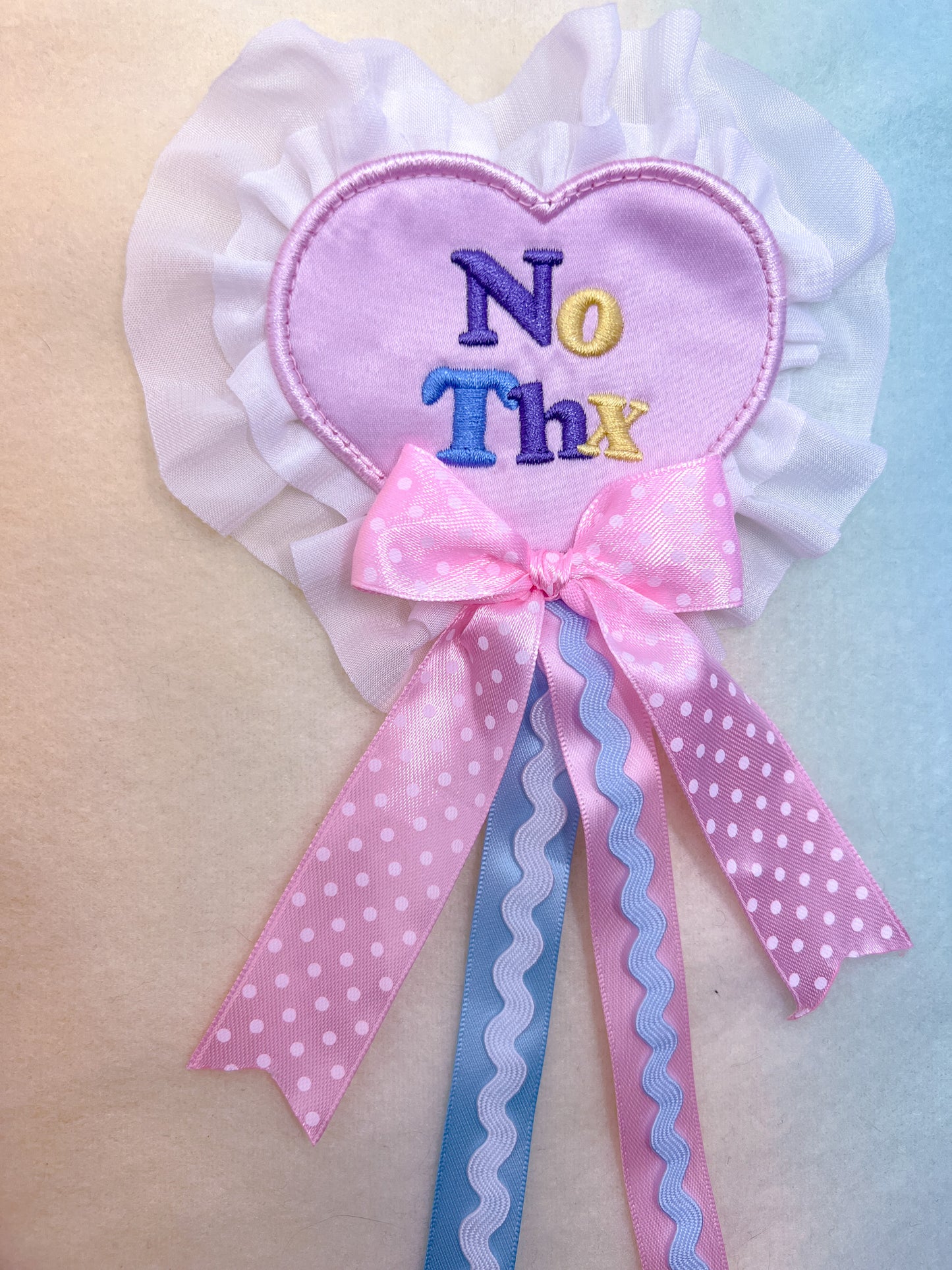 No Thx 2-Way Satin Brooch