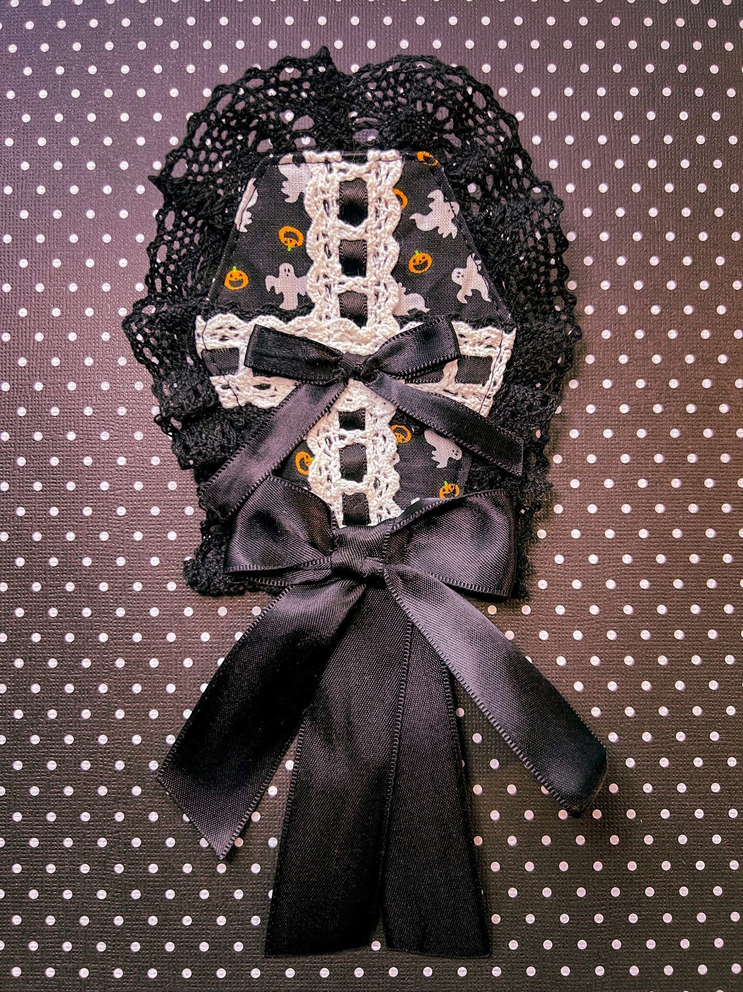 Ghosts and Pumpkins Coffin Brooch (A)