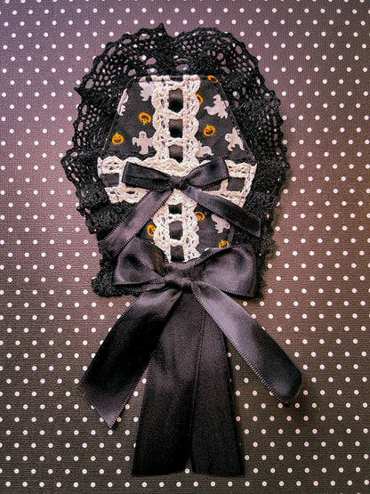 Ghosts and Pumpkins Coffin Brooch (A)