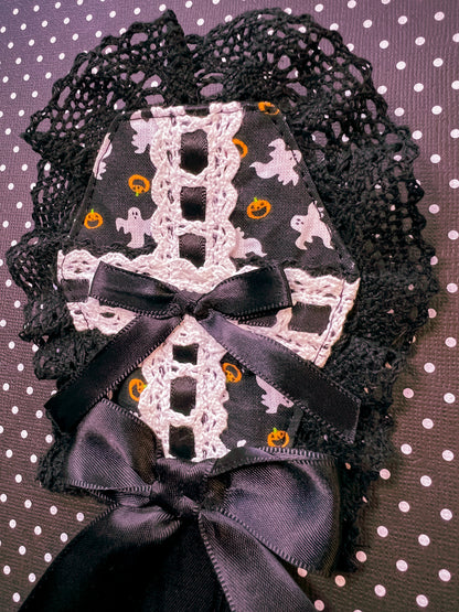 Ghosts and Pumpkins Coffin Brooch (A)