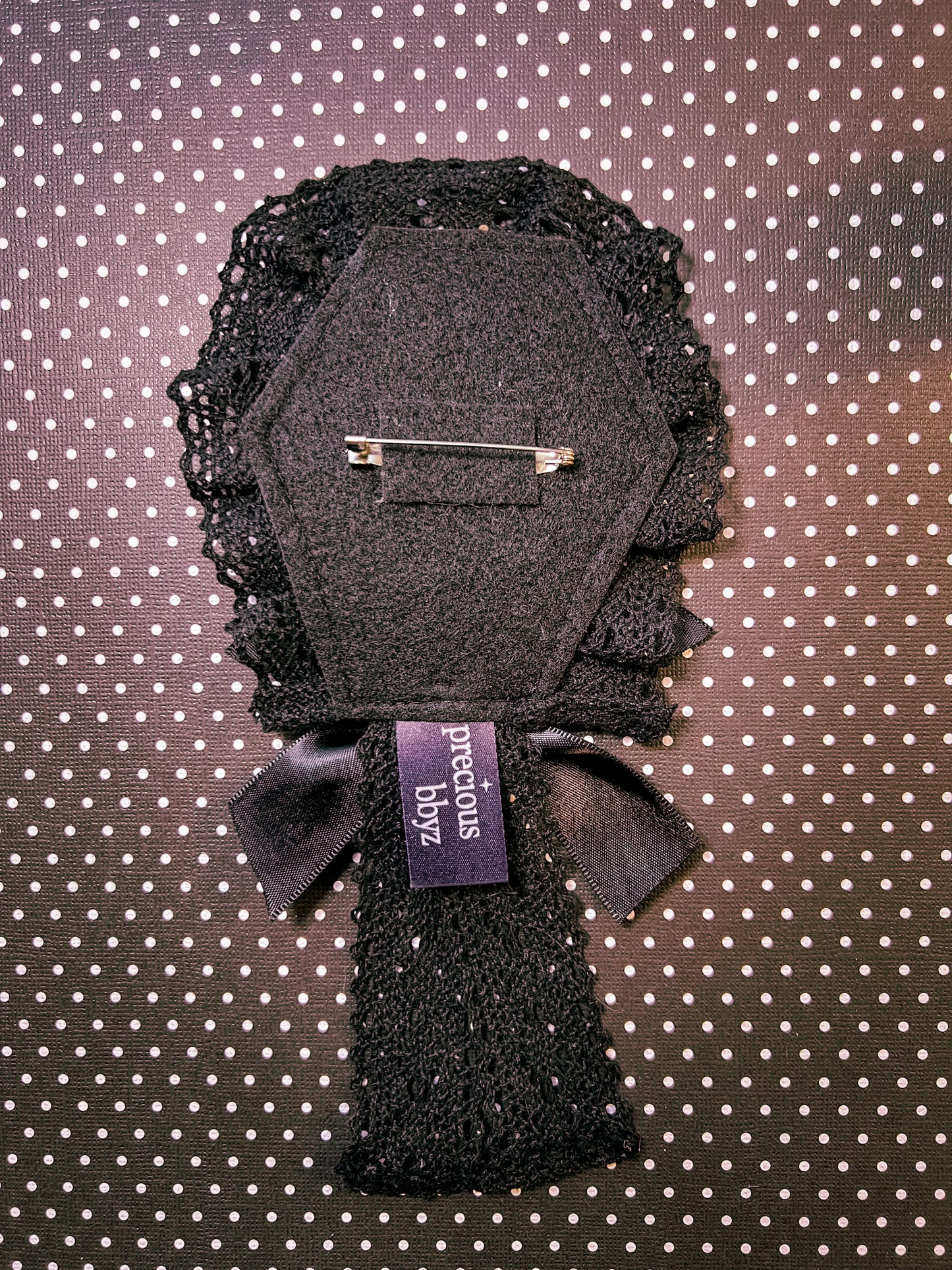 Ghosts and Pumpkins Coffin Brooch (B)