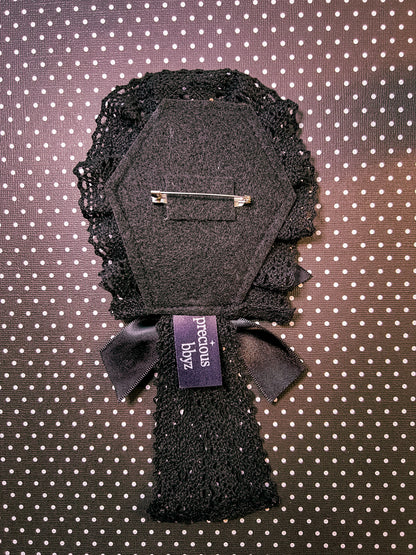 Ghosts and Pumpkins Coffin Brooch (B)