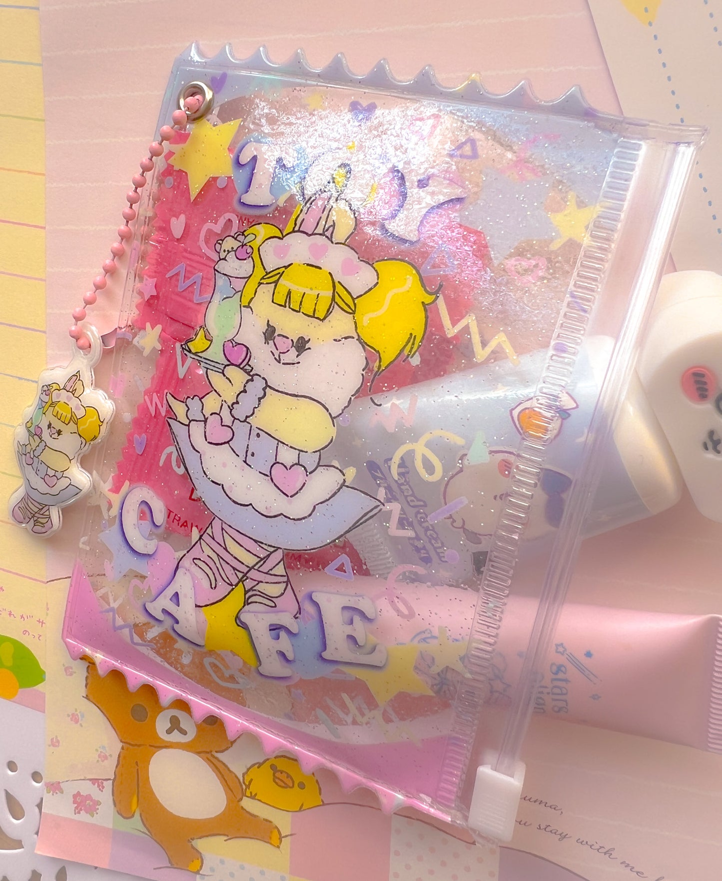 Toy Cafe Clear Pouch with Puff Charm