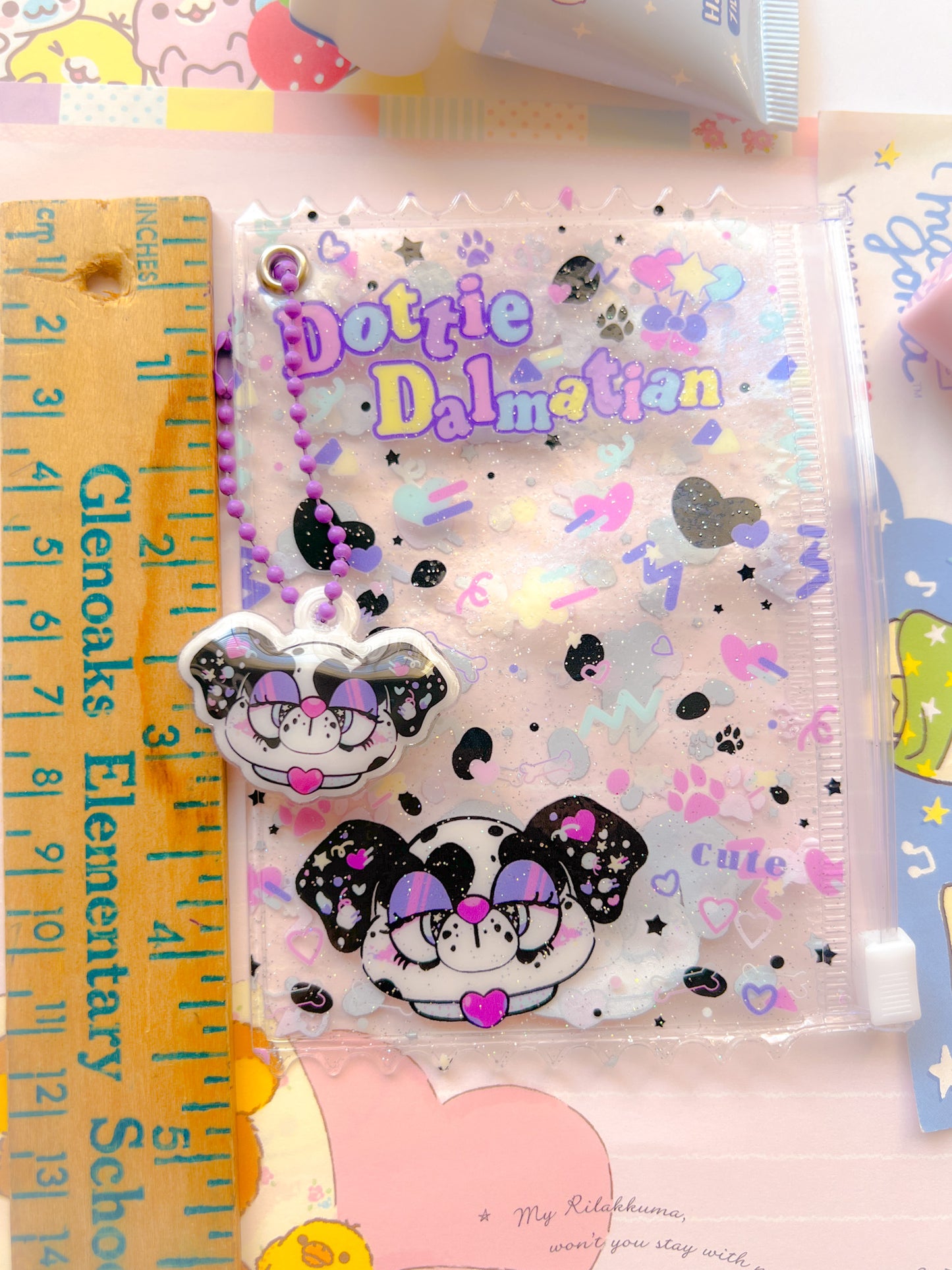 Dottie Dalmatian Clear Pouch with Puff Charm
