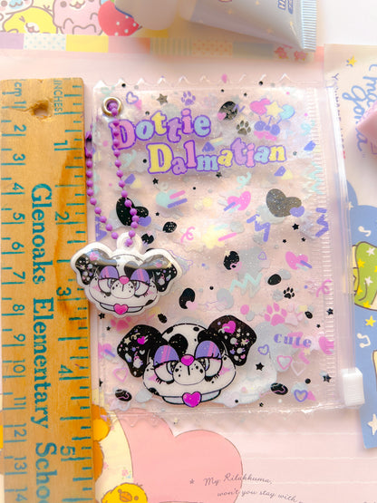 Dottie Dalmatian Clear Pouch with Puff Charm