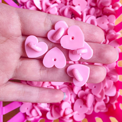 Pink Heart Shape Rubber Pin Backs 4pc. Pack | Cute and large heart shaped rubber clutches for enamel pins