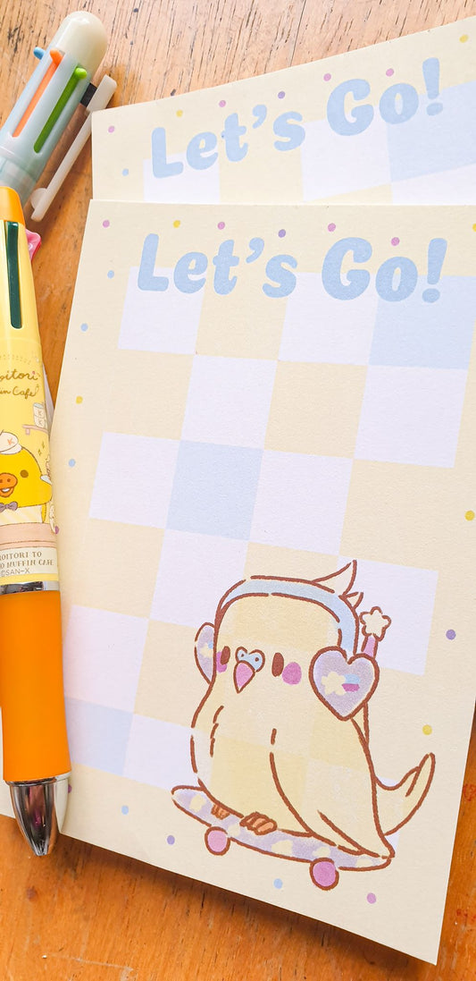 Let's Go! Sk8r Birb 4x6 Memo Pad