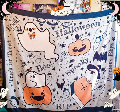 Cozy Ghosts Fluffy Halloween Throw Blanket