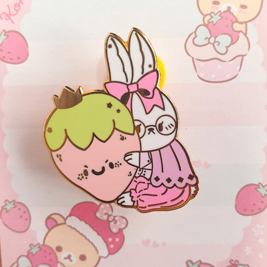 Jam Flavor Strawbunny Hard Enamel Pin (Pink)