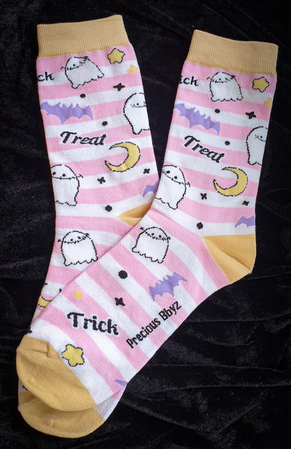 Halloween Night Socks (Pink Stripes)