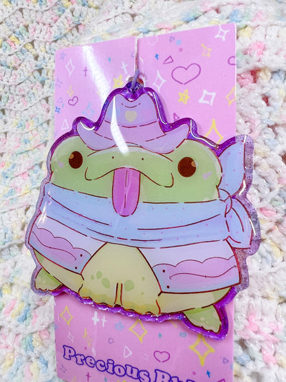 Sheriff Froggo Purple Glitter Kawaii Key Chain