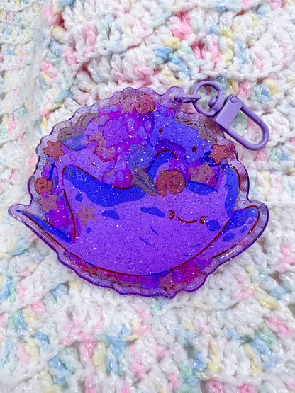 Stingy and Friends Purple Glitter Kawaii Key Chain